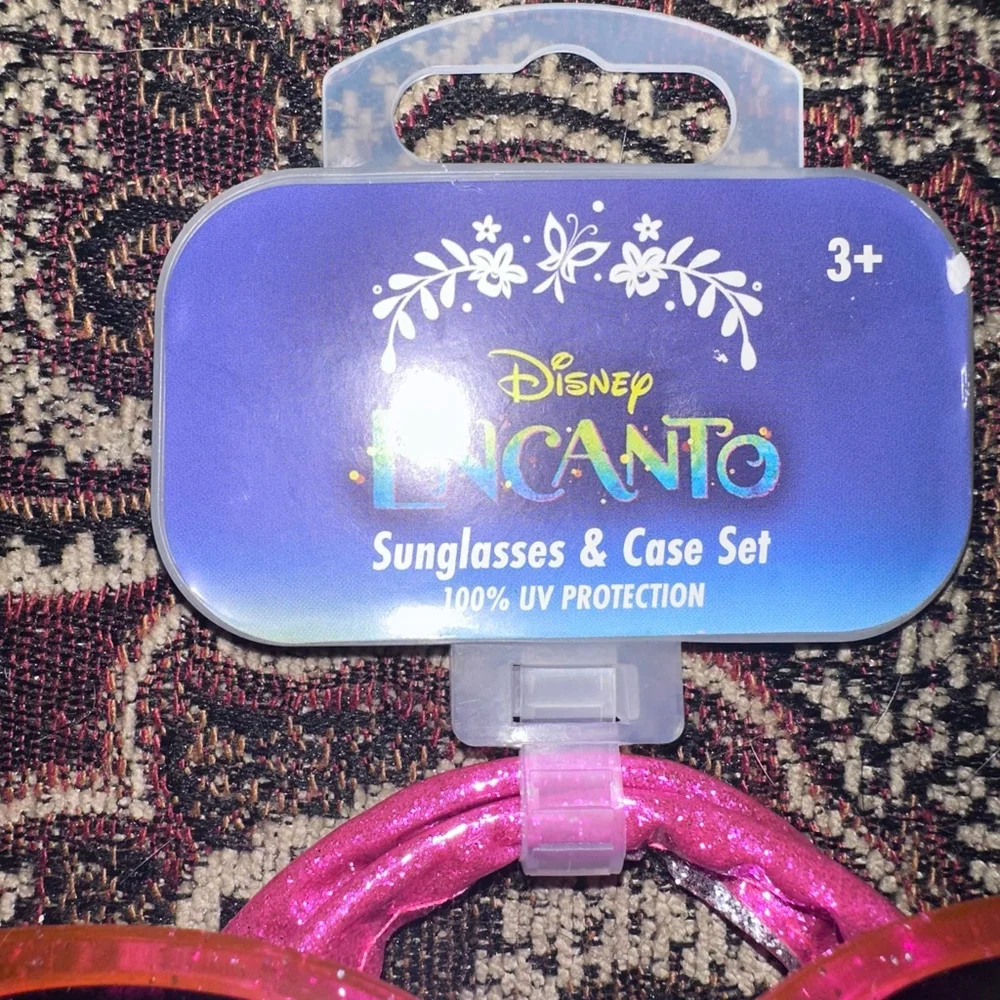 New Disney Encanto Mirabel Girl’s (3+) Pink Glitter Sunglasses & Hard Case Set